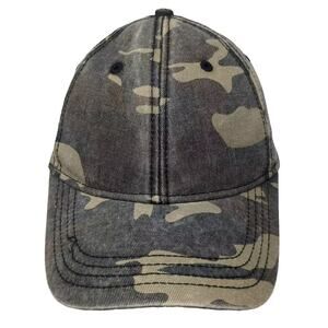 George Baseball Cap Green Brown Camo Washed Adjustable Strapback OS Hat 6-Panel